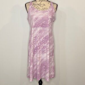 Columbia casual athleisure stretch racerback tank dress purple white medium